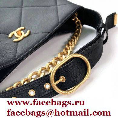 chanel Calfskin  &  Gold-Tone Metal Black small hobo handbag 2021